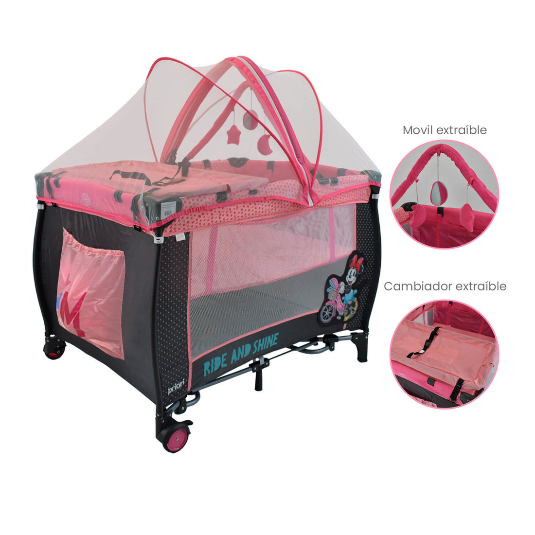 Corral Cuna Bebe Mecedora Priori Koda Minnie