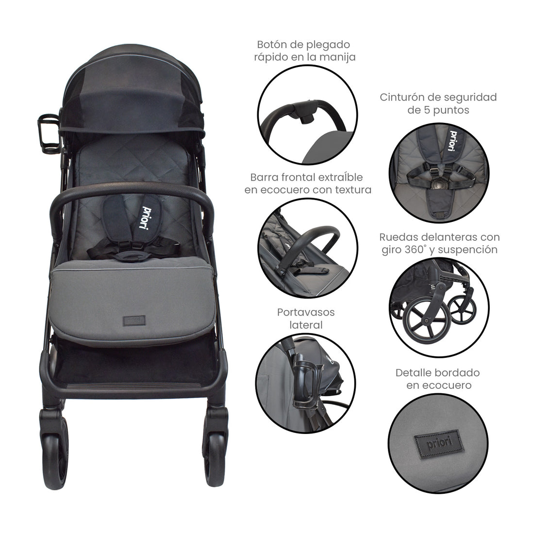 Combo Coche Nova negro +Cuna Ariel Octopus Priori Verde
