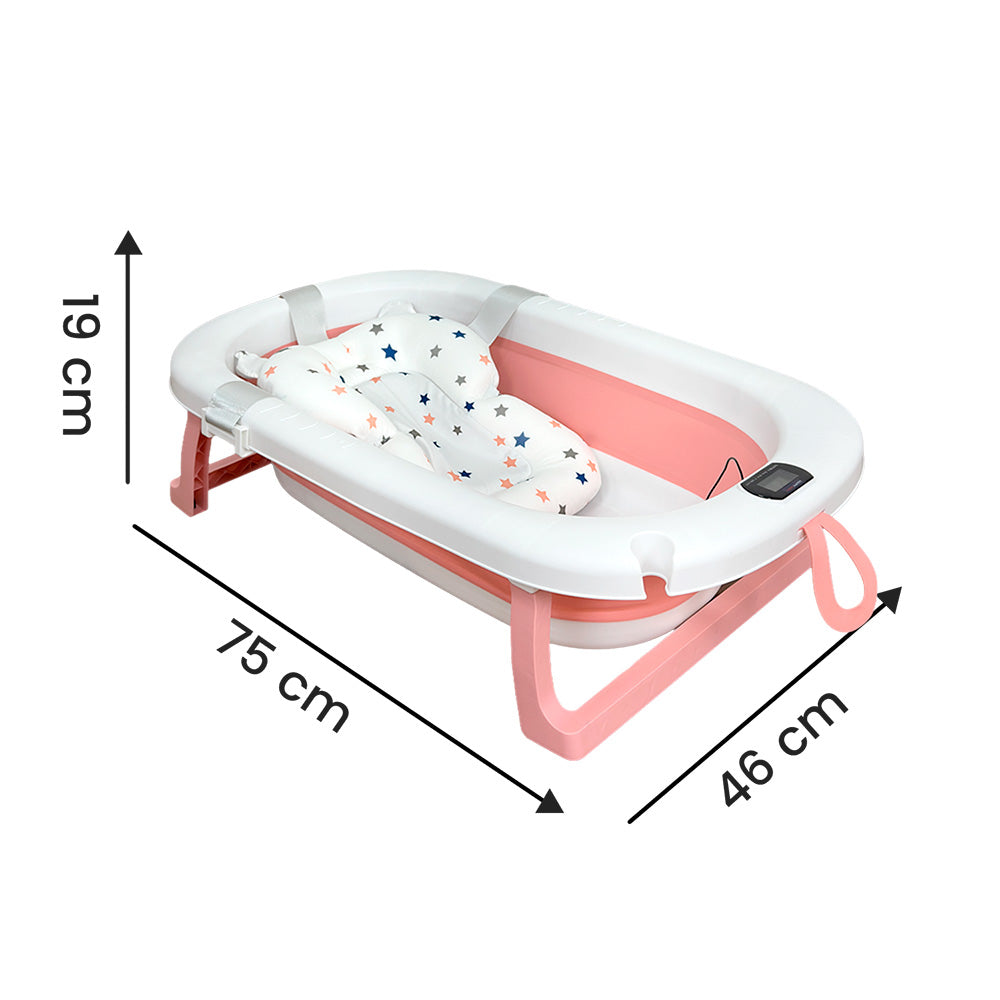 Bañera Bebé Happy Baby Cojín y Termómetro Samy Rosado