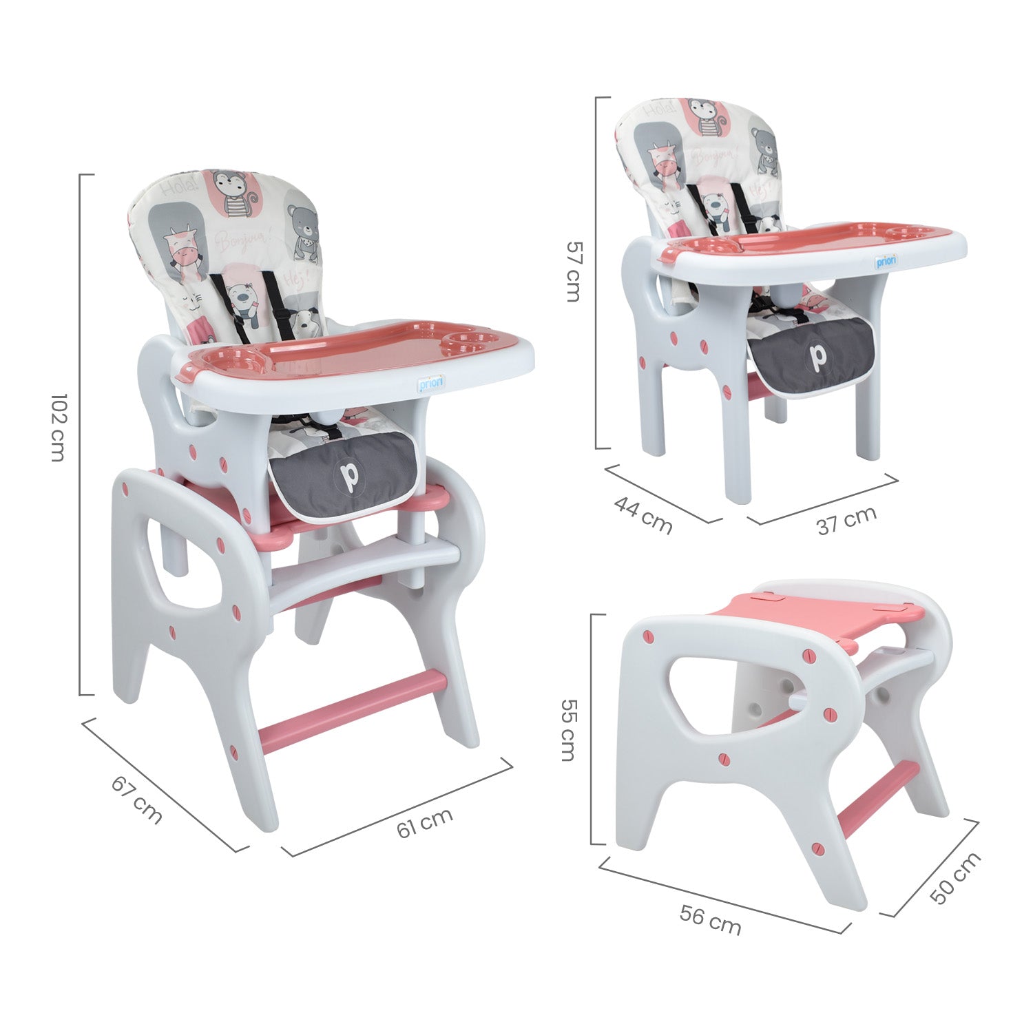 Comedor Bebe Escritorio PCM-10 Animals Rosa Priori
