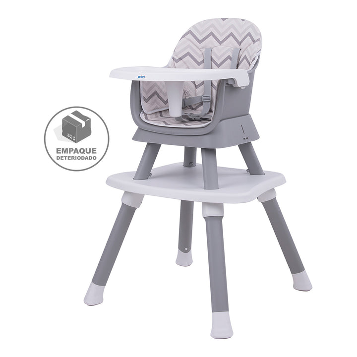 Silla comedor bebe 6en1 Priori Sidney Gris (Empaque Deteriorado)