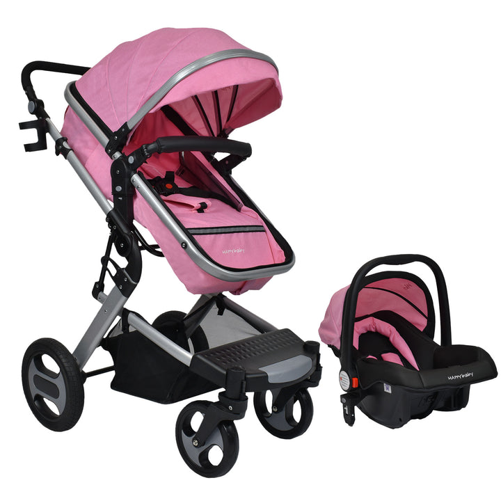 Coche Bebe Moisés Wow Ts Happy Baby Rosado