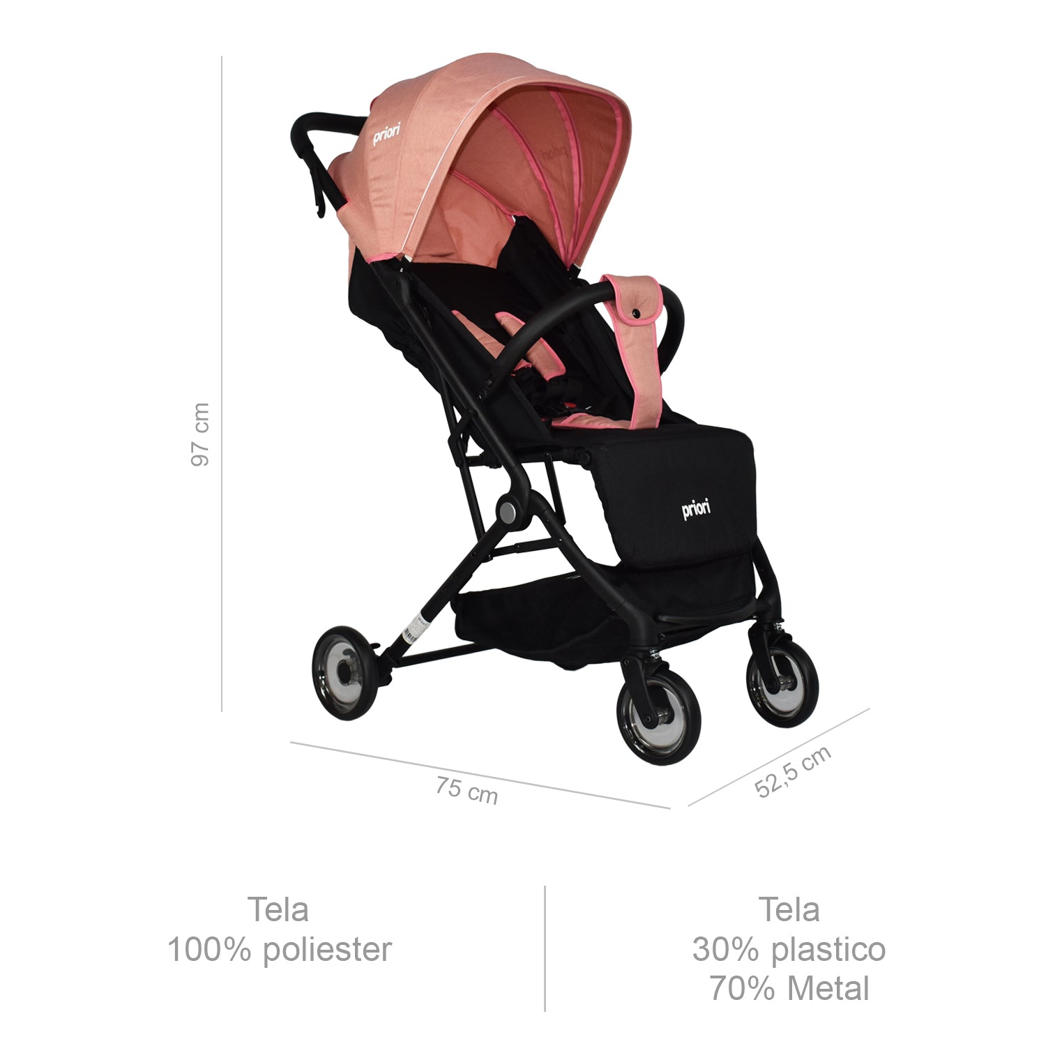 Coche Bebe Priori Compacto Ferrara Rosa