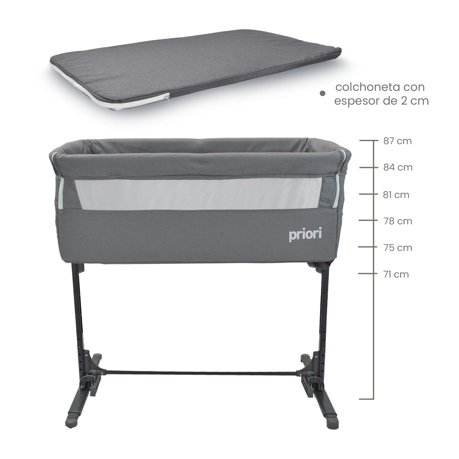 Combo Coche Park Gris + Cuna Colecho Bebé Golf Priori Gris +Peluche Elefante Gris