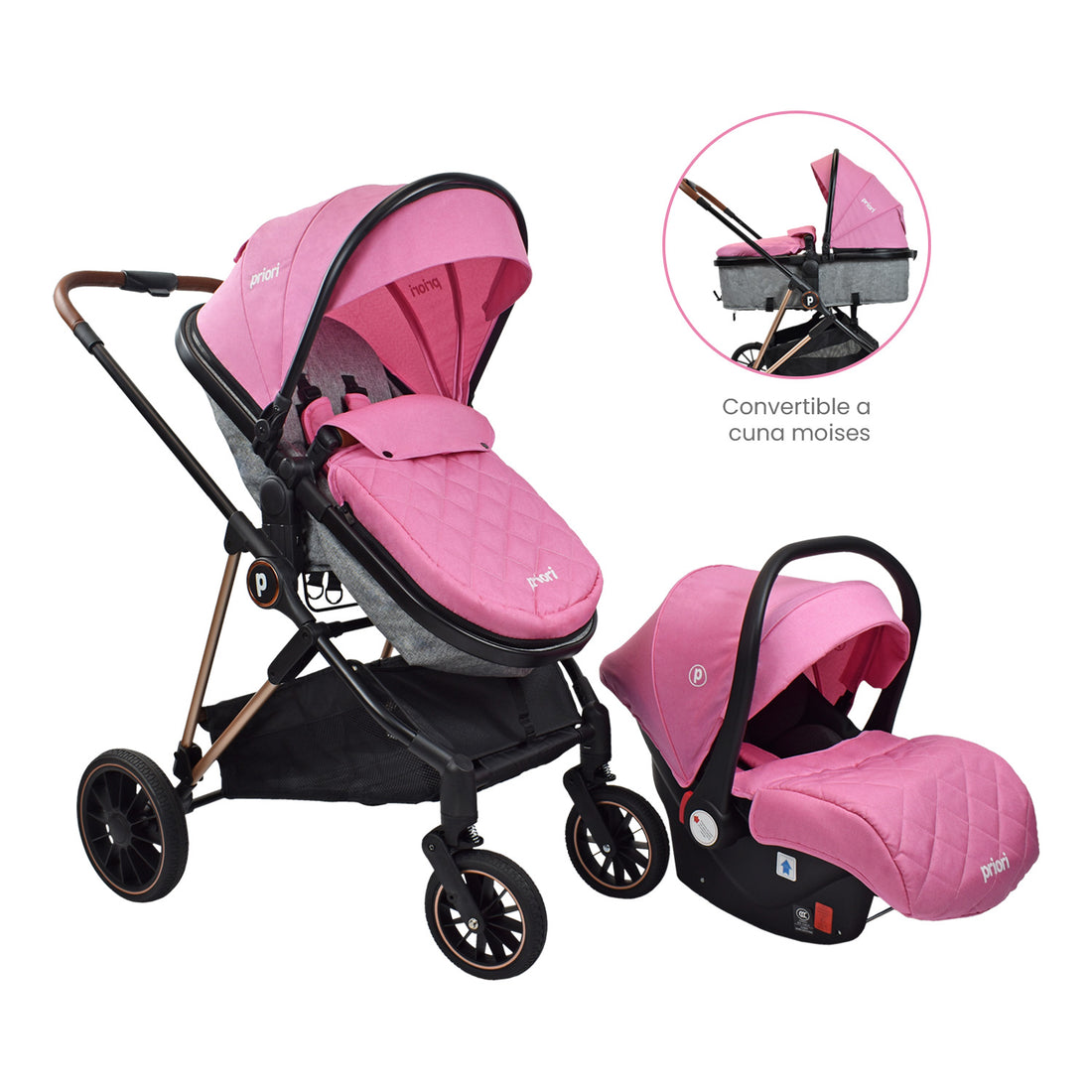 Coche Bebé Moisés Priori Ana Ts Rosado