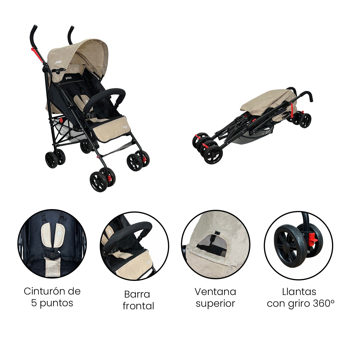 Coche de Paseo Bebé Viggo Priori Beige