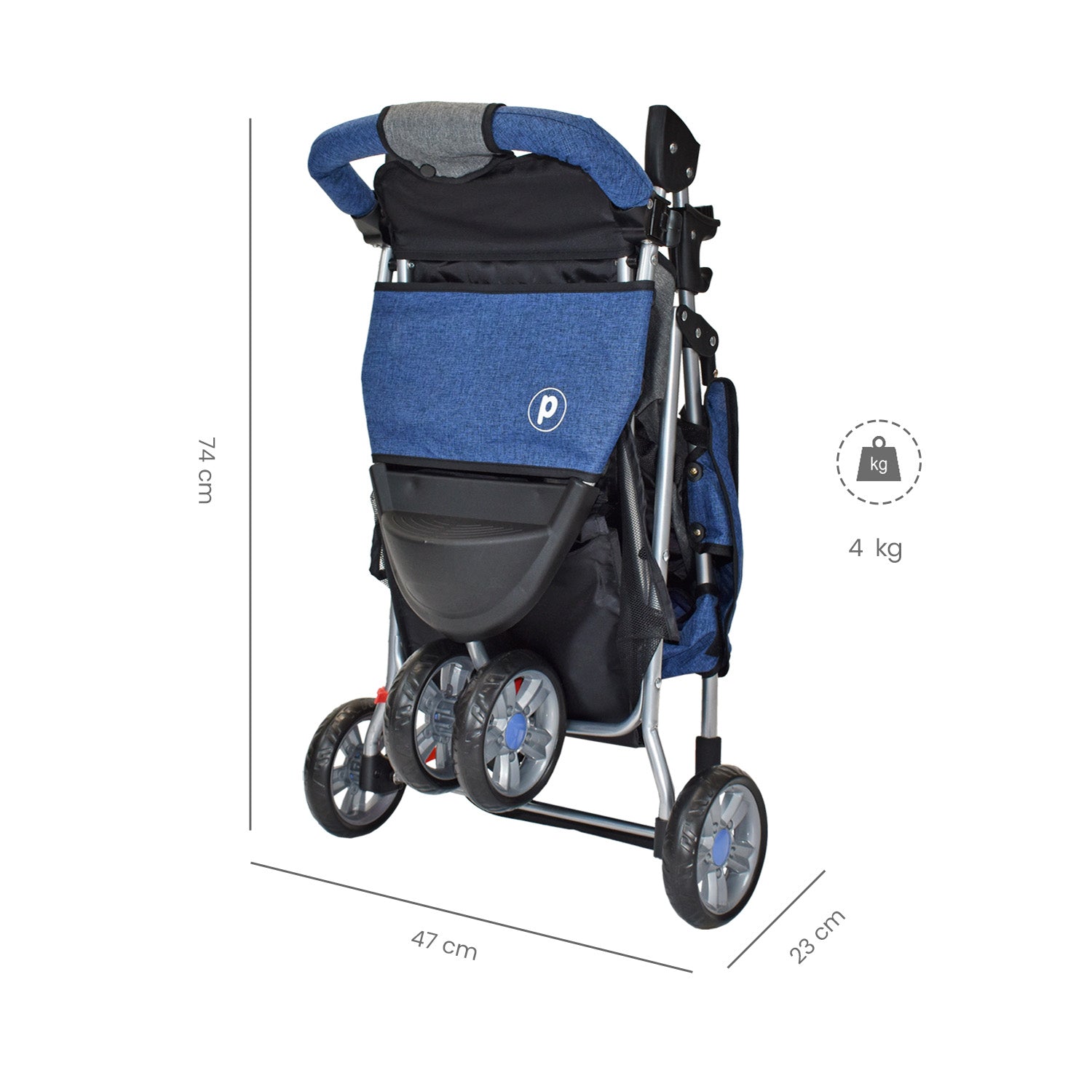 Coche Bebe Priori Tres Ruedas Liviano+Pañalera Jogger Azul
