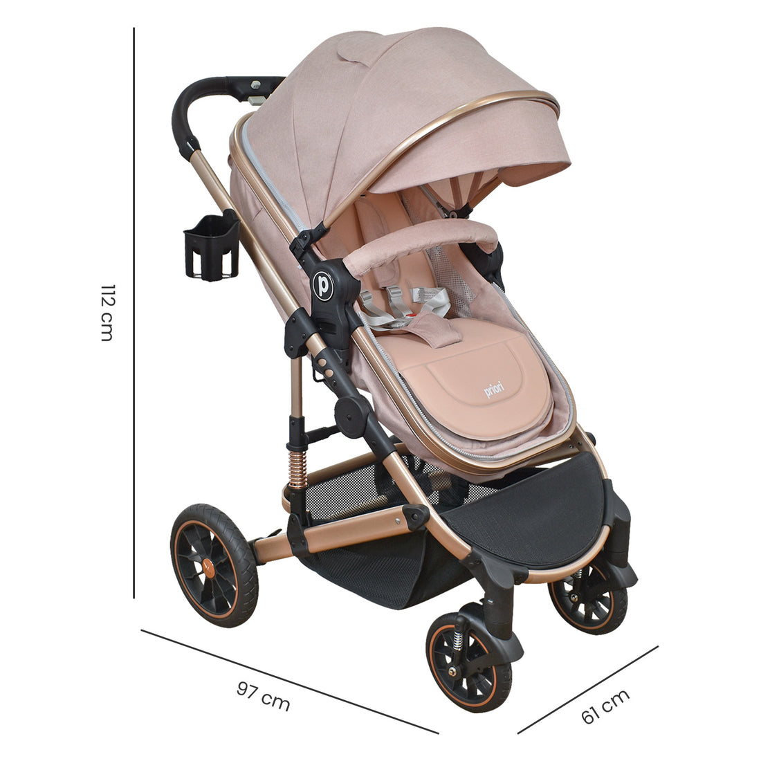 Coche Bebe 3 en 1 Cris Priori Rosa