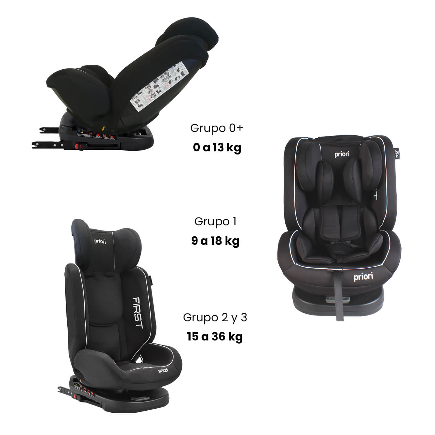 Silla Carro Bebe First 360° Negro Priori