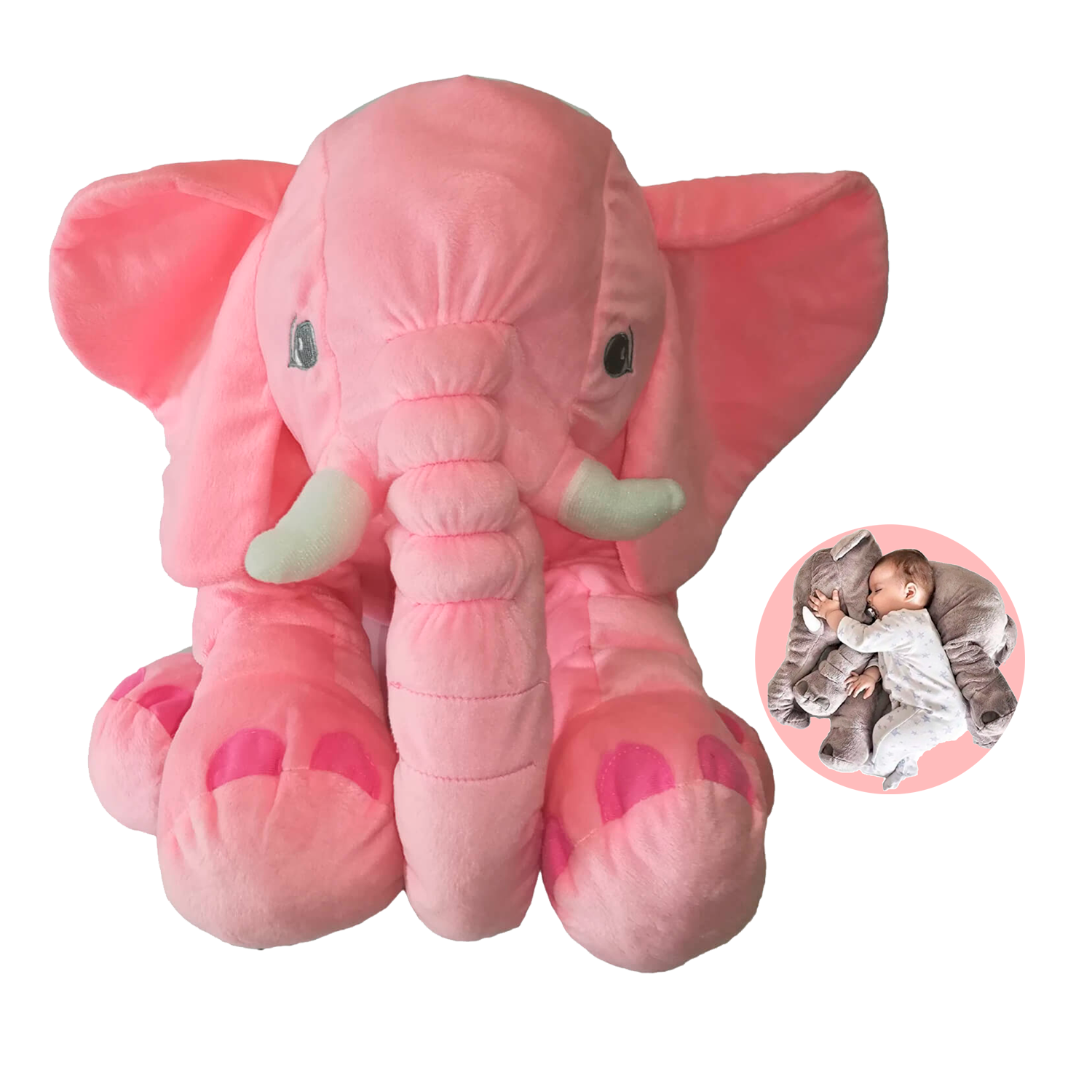 Combo Cojín de Lactancia Inizzi + Peluche Almohada Elefante Rosa