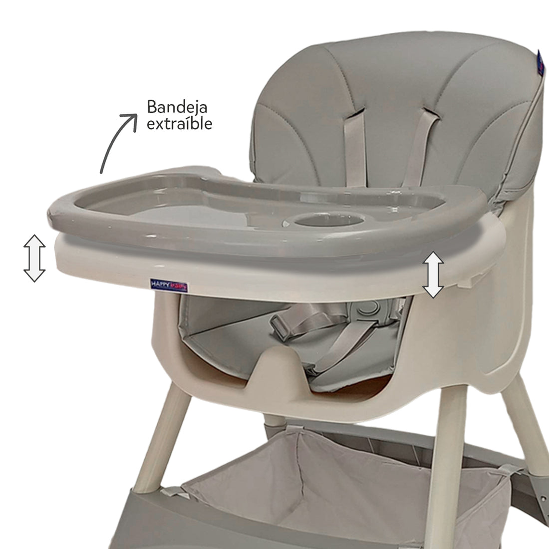 Silla comedor bebe 3en1 Happy Baby York Gris