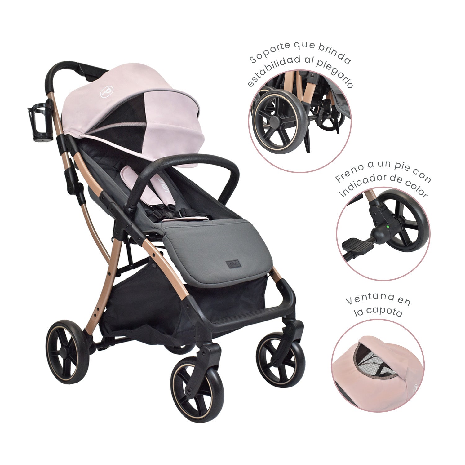Combo Coche Nova Rosa +Cuna Ariel Octopus Priori Rosa