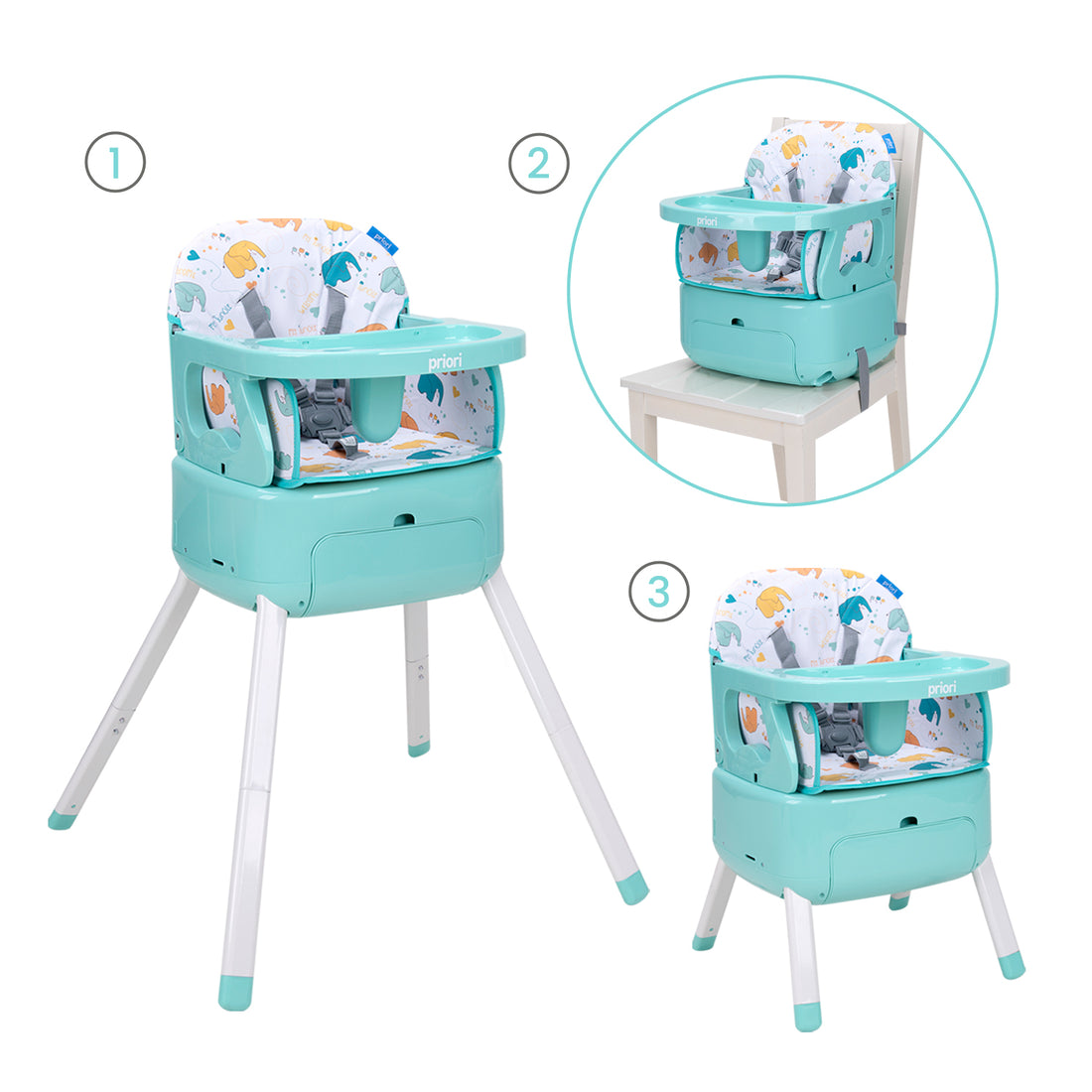 Silla Comedor Bebé 3 en1 Bony Priori Verde