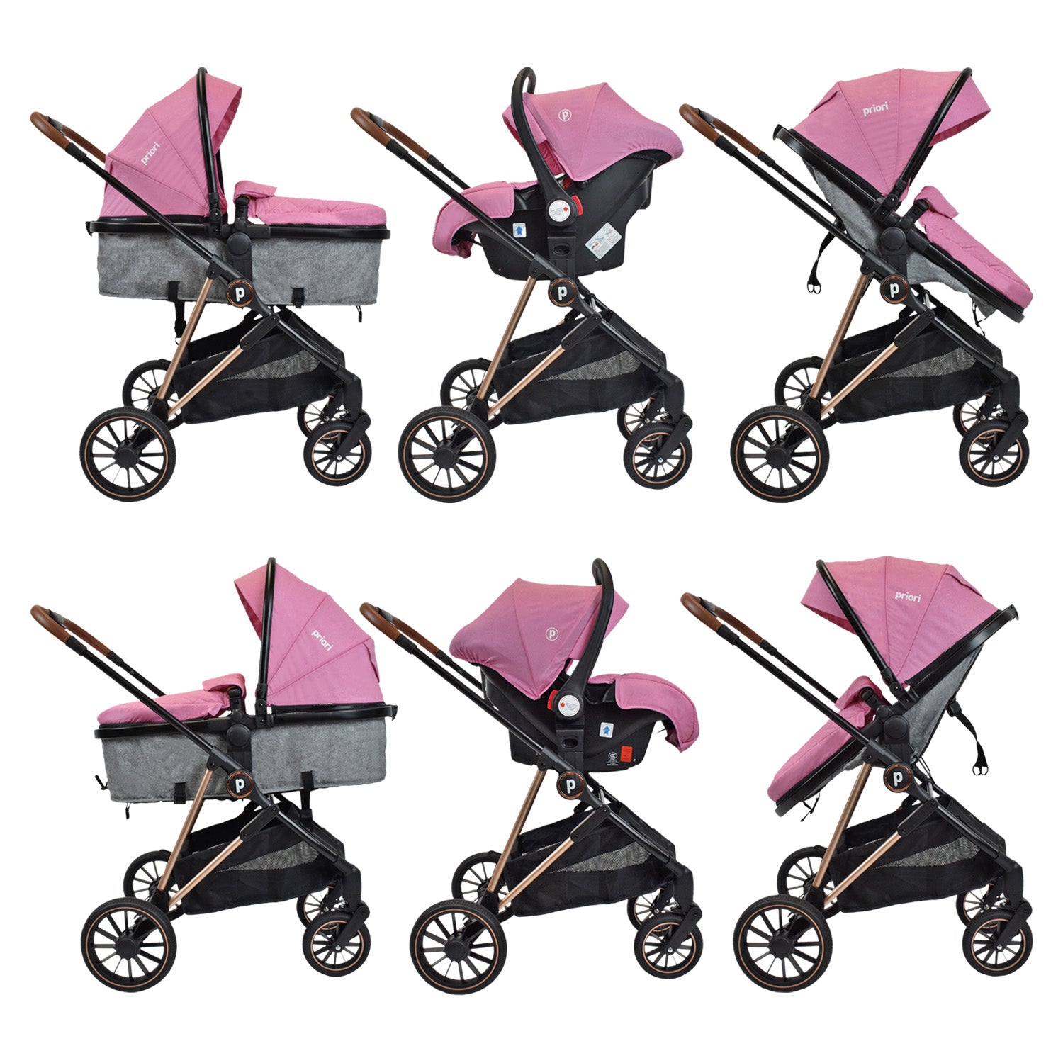 Coche Bebé Moisés Priori Ana Ts Rosado