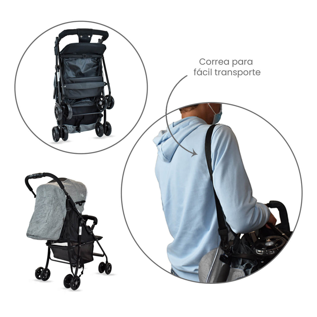 Coche Paseador Owen Happy Baby Negro
