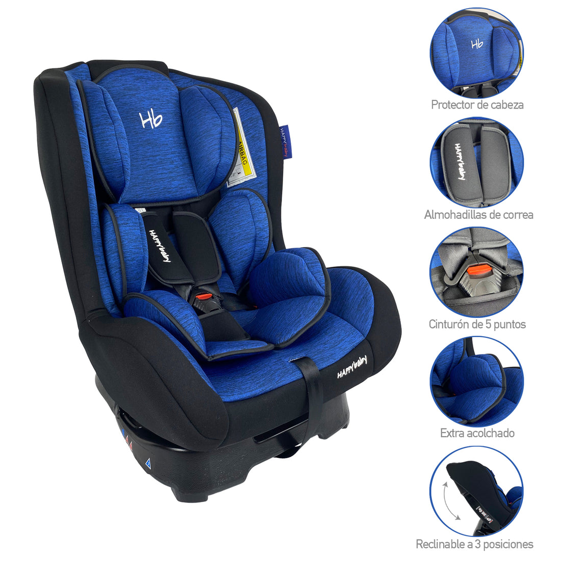 Silla Carro Bebe Happy Baby Gold Gris Azul