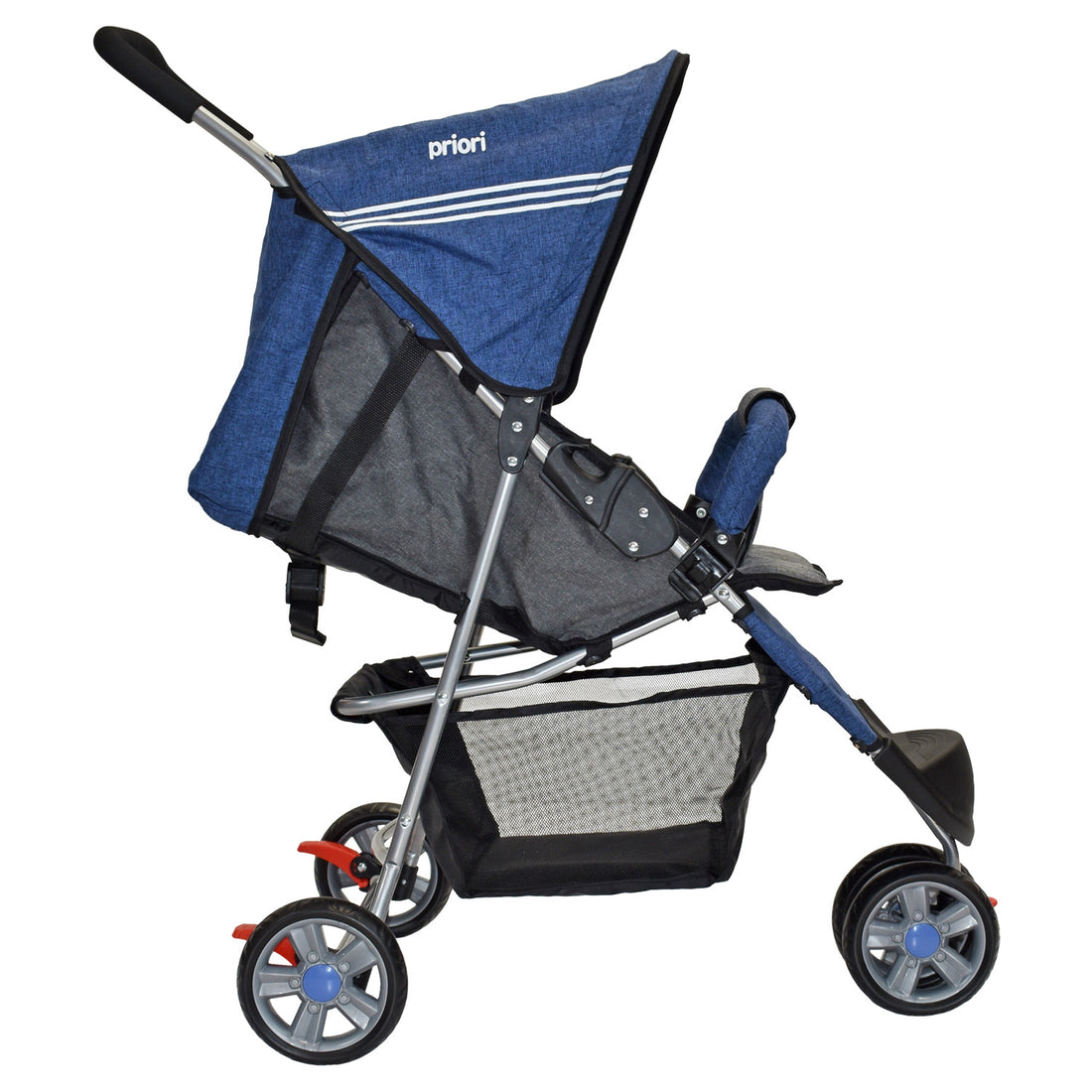 Coche Bebe Priori Tres Ruedas Liviano+Pañalera Jogger Azul