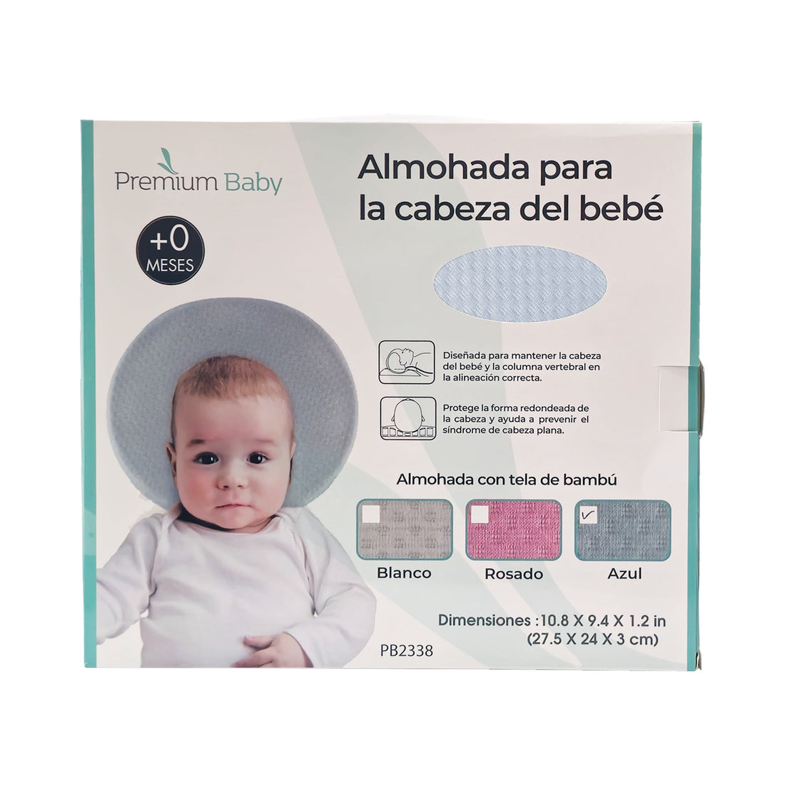 Almohada Bebe Estabilizadora Premium Baby PB2338 Azul