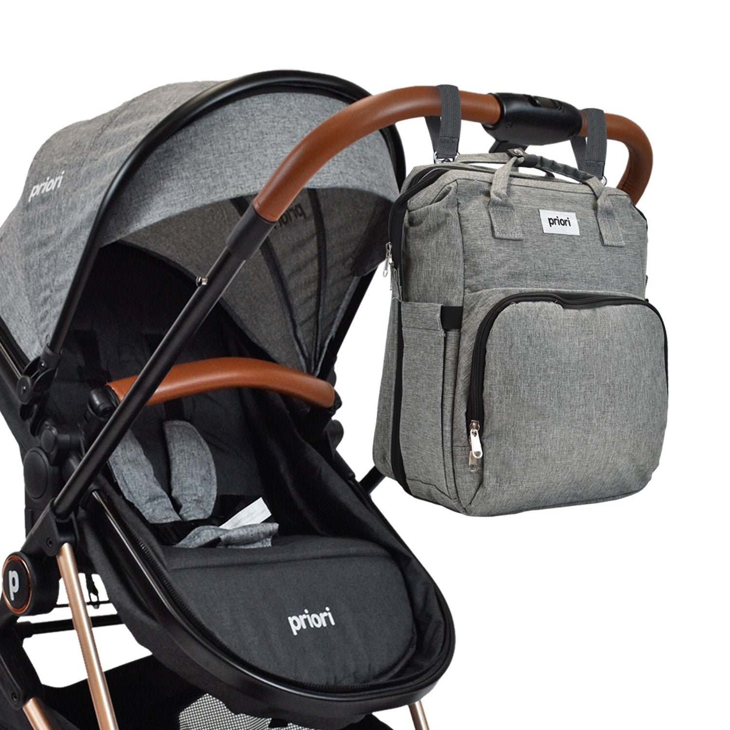 Pañalera Bebe Morral 3 en 1 PS 1001 Priori Gris
