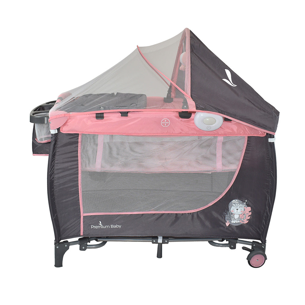 Combo Cuna Mecedora Nápoles Rosa + Colchón Ortopédico PB2385