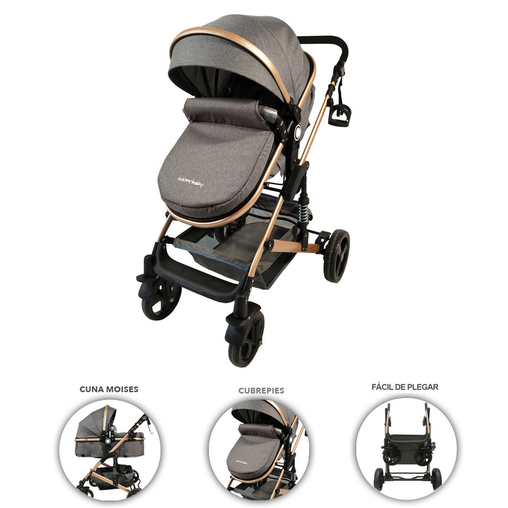 Coche Bebe Moises Happy Baby Gris Fj