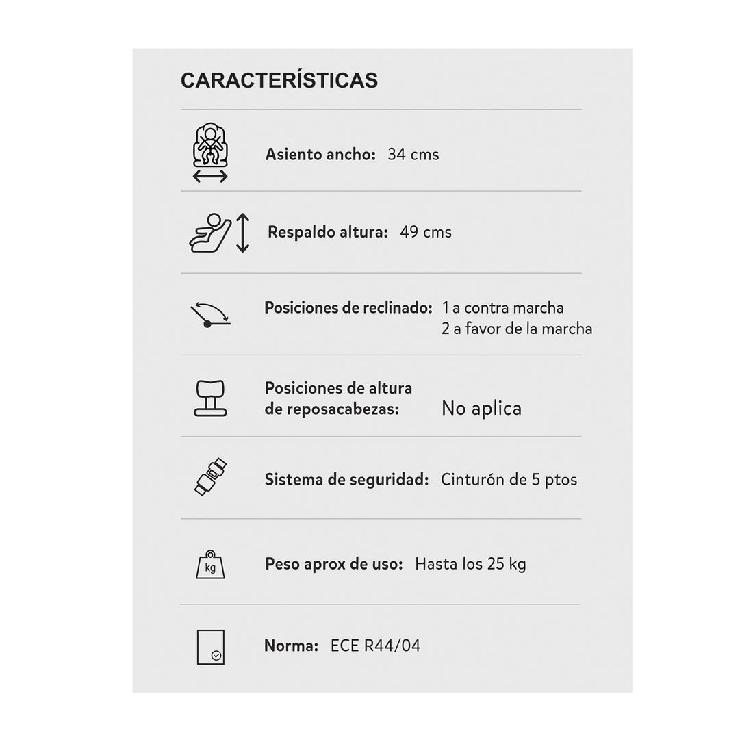 Silla Carro Bebe Focus Priori Gris