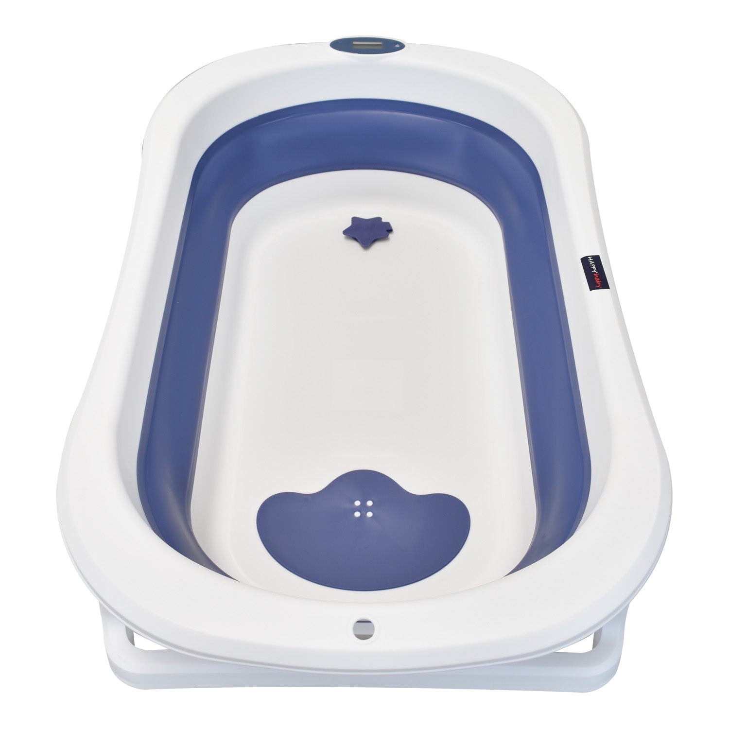 Bañera Plegable Con Soporte Y Cojín Stand Happy Baby Azul