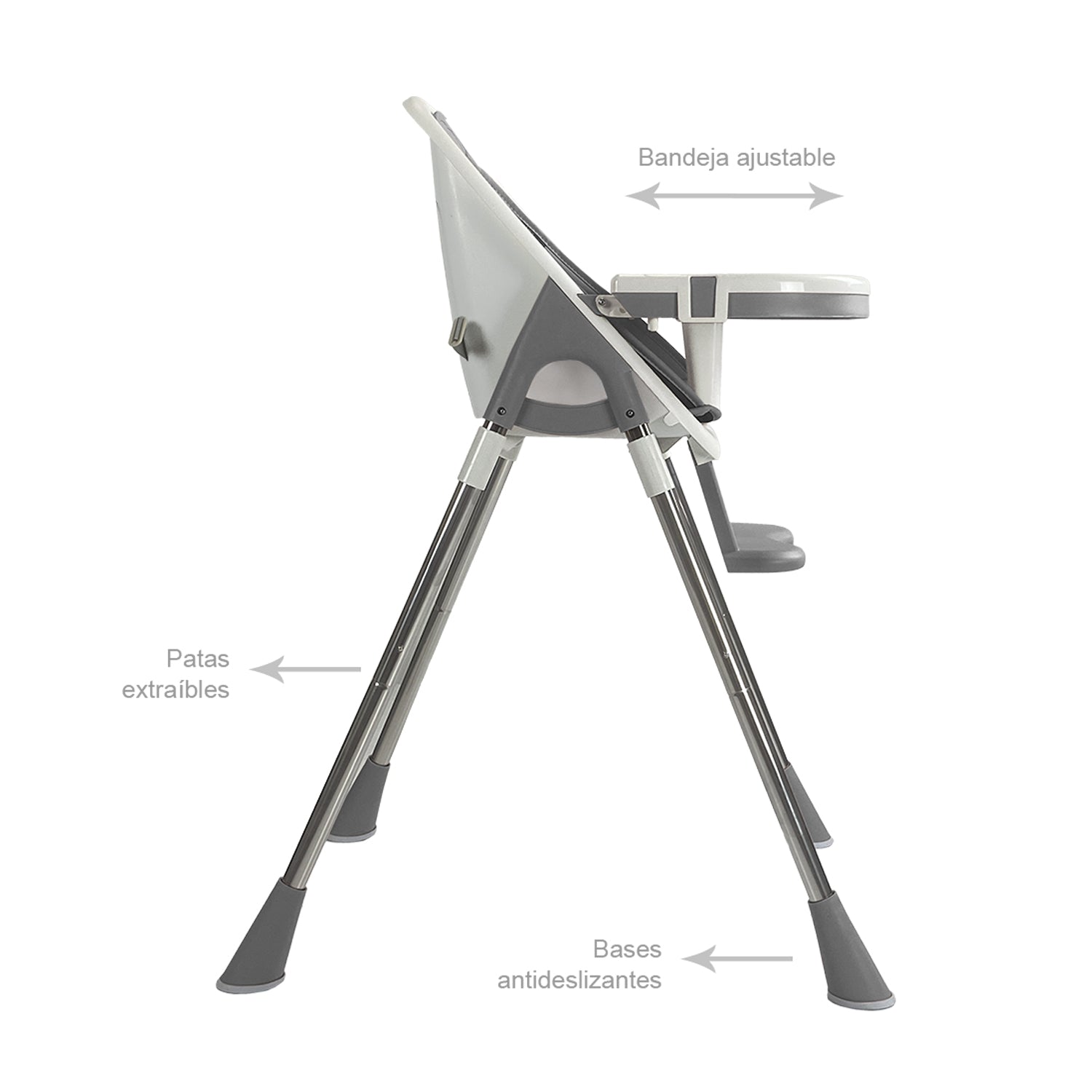Silla comedor bebe 2en1 Happy Baby Nepal Gris