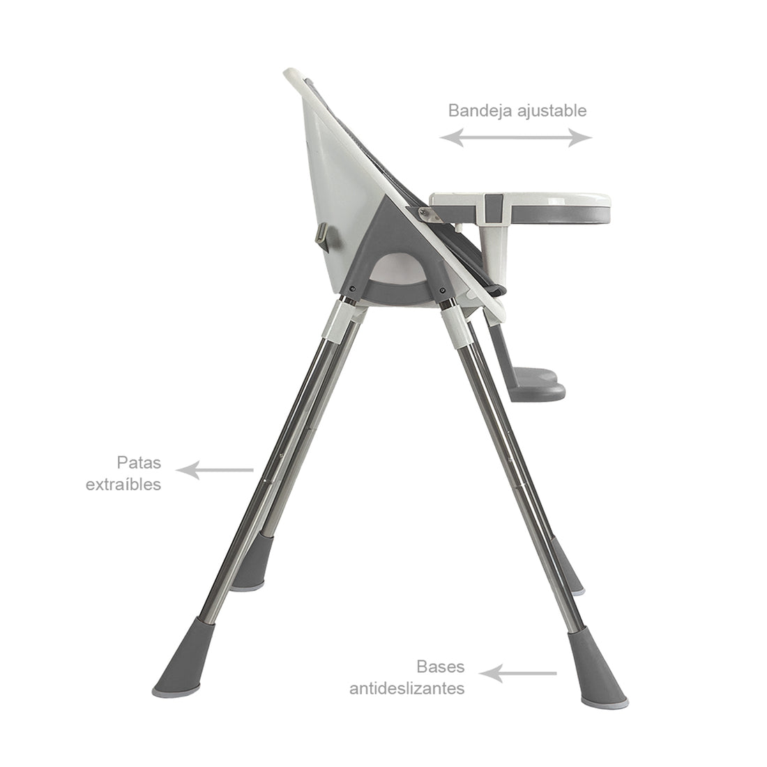 Silla comedor bebe 2en1 Happy Baby Nepal Gris