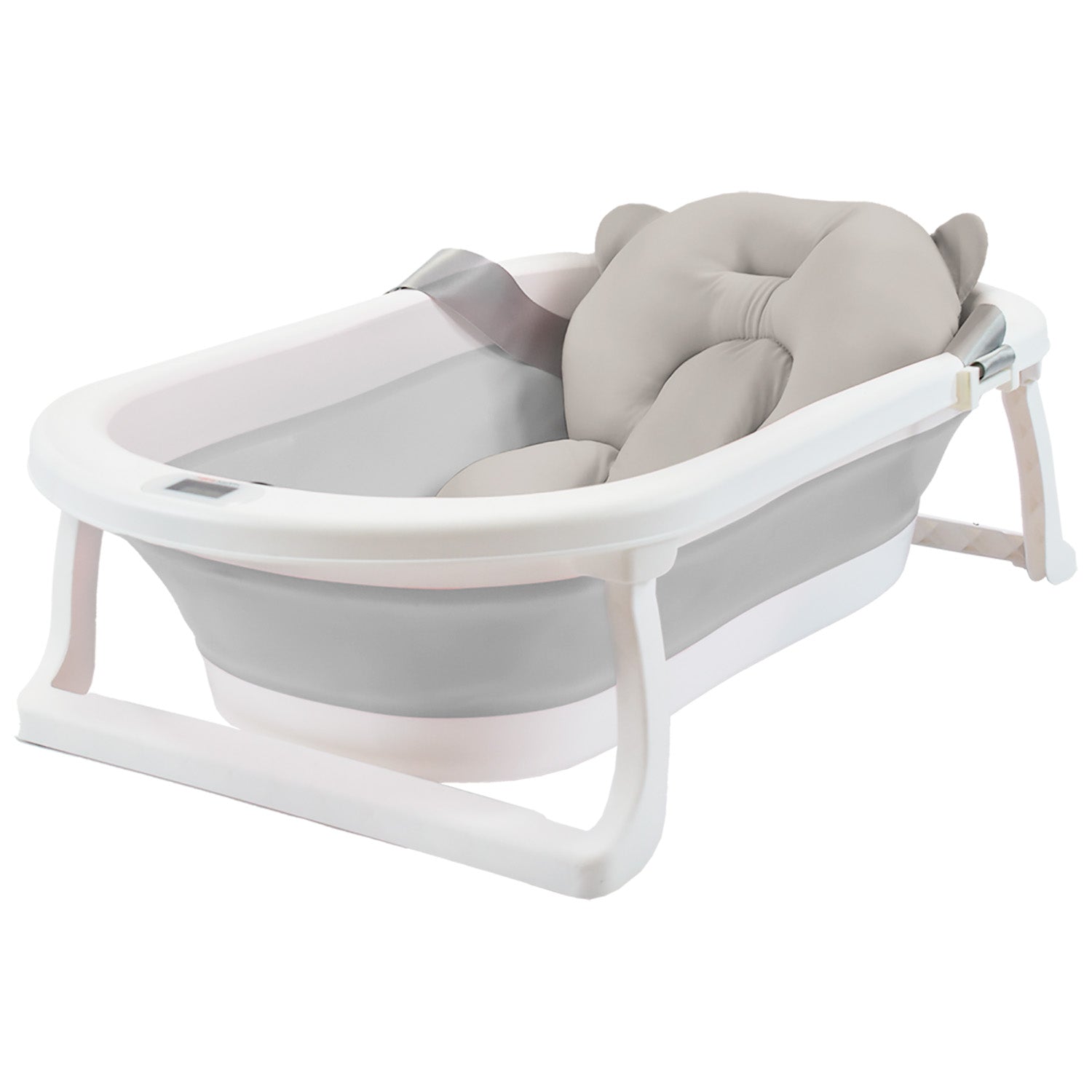Bañera Bebé Happy Baby Con Cojín Y Termómetro Hawai Plus Gris