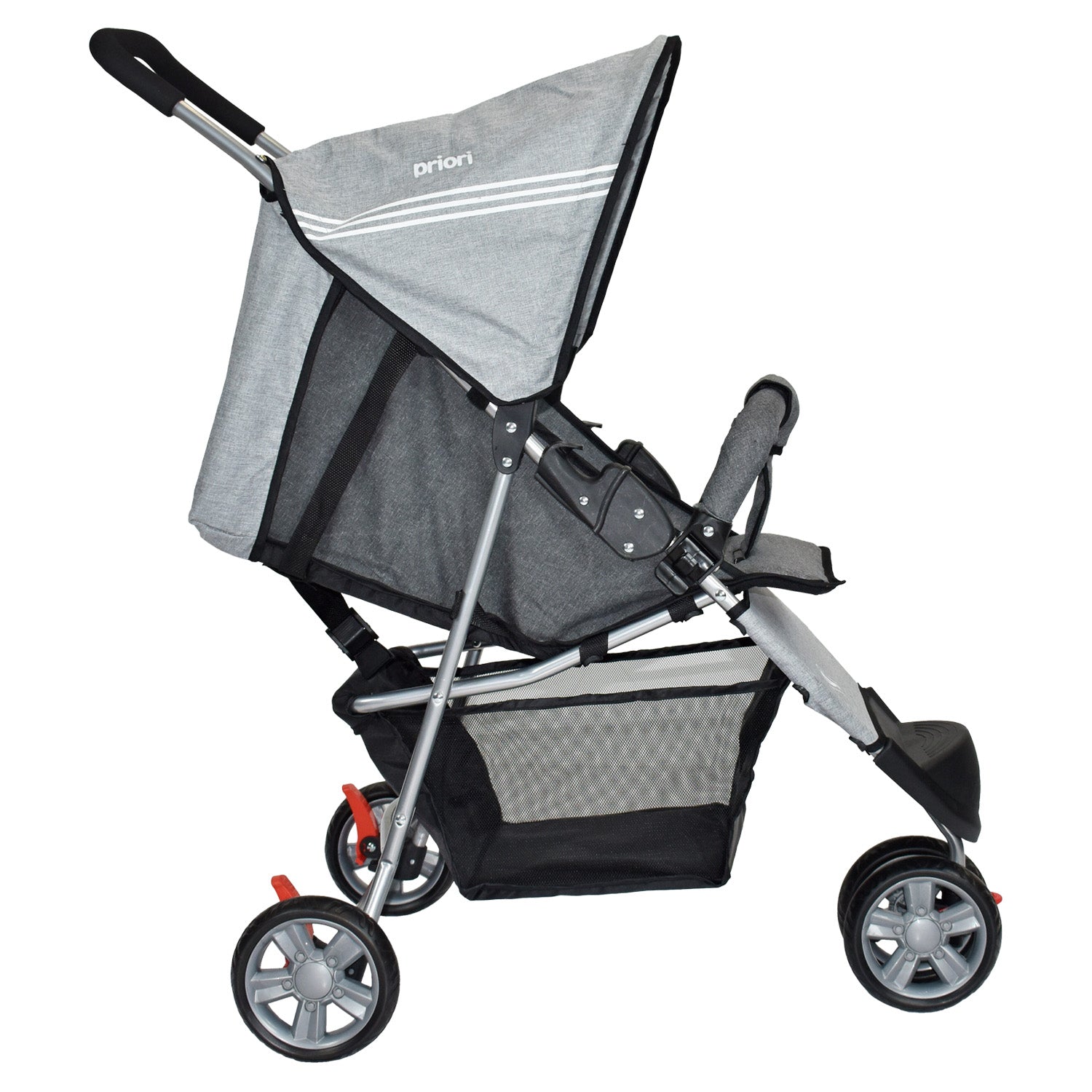 Coche Bebe Priori Tres Ruedas Liviano+Pañalera Jogger Gris