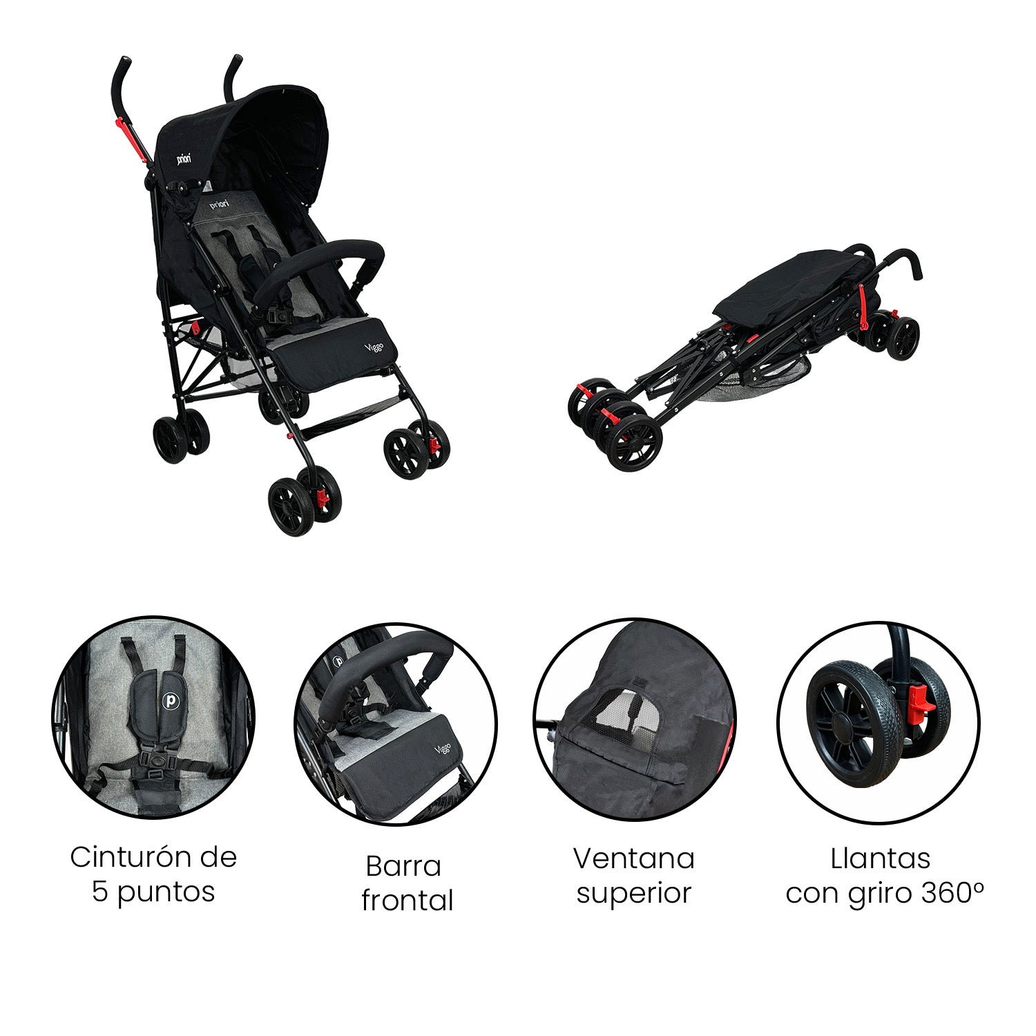 Coche de Paseo Bebé Viggo Priori Negro