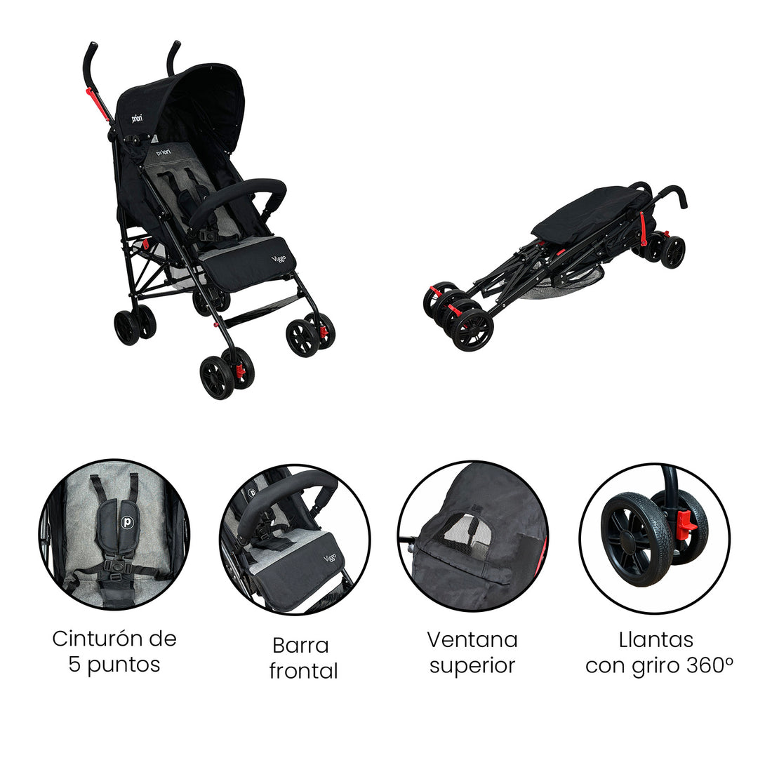 Coche de Paseo Bebé Viggo Priori Negro