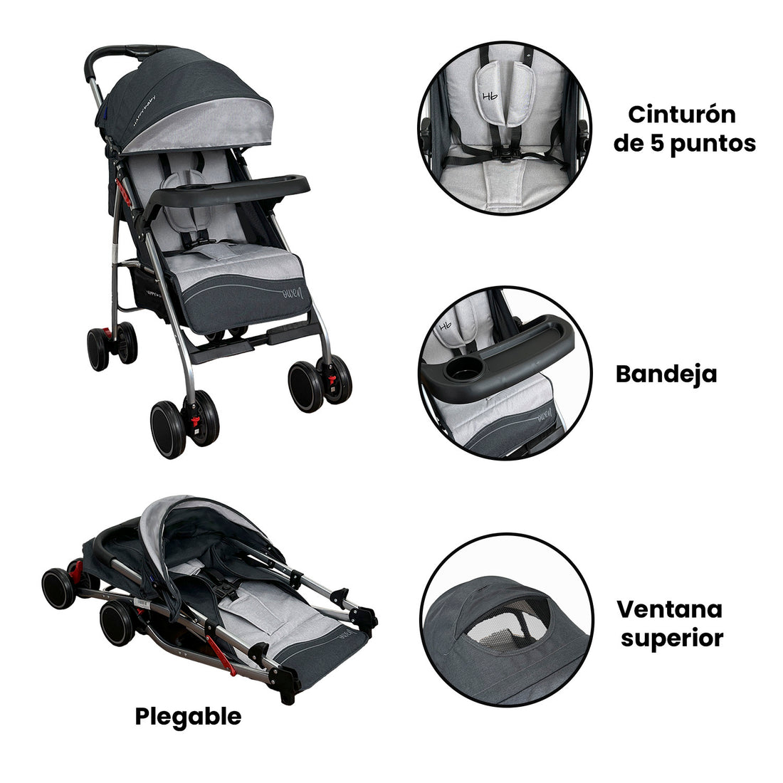Coche Bebé Paseador Owen Happy Baby Gris