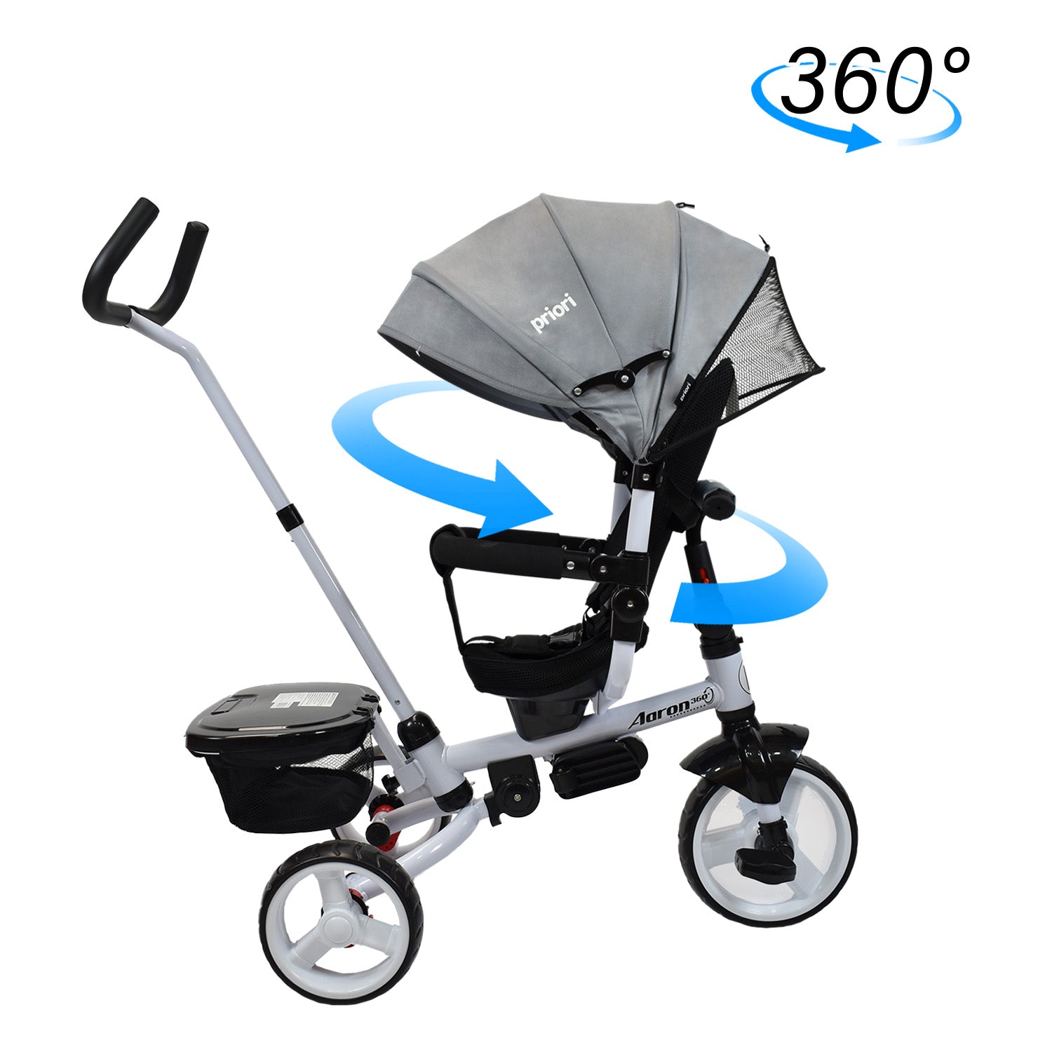 Triciclo Paseador Aaron 360 Bebe Priori Gris