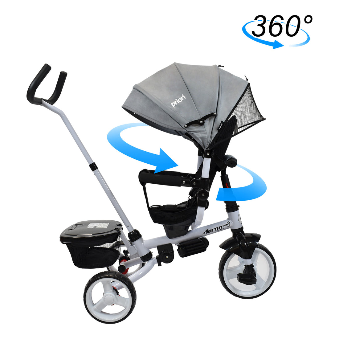 Triciclo Paseador Aaron 360 Bebe Priori Gris
