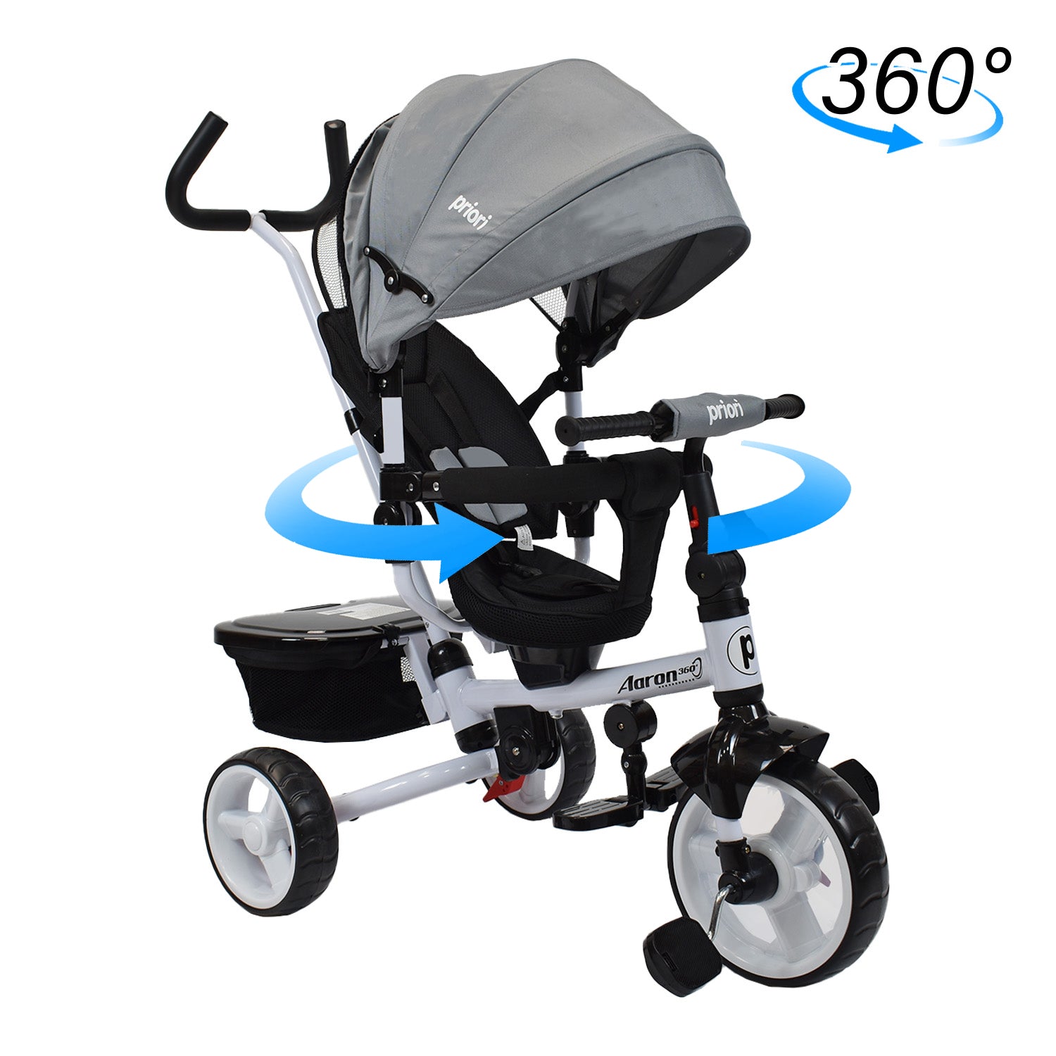 Triciclo Paseador Aaron 360 Bebe Priori Gris