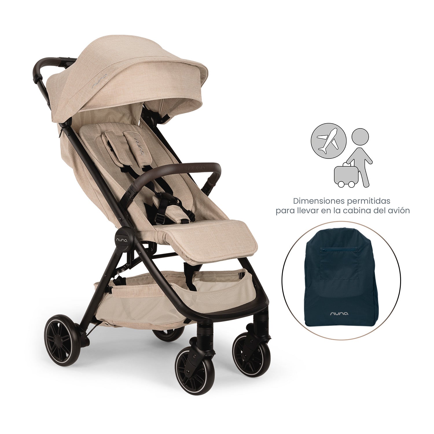 Coche Bebe Nuna Ultracompacto Para Avión TRVL Biscotti