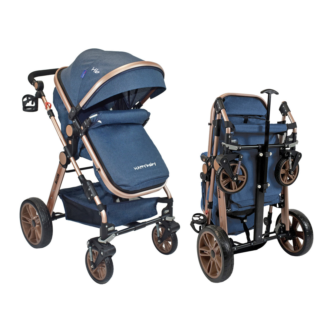 Coche Bebe Moisés Alizze Happy Baby Azul