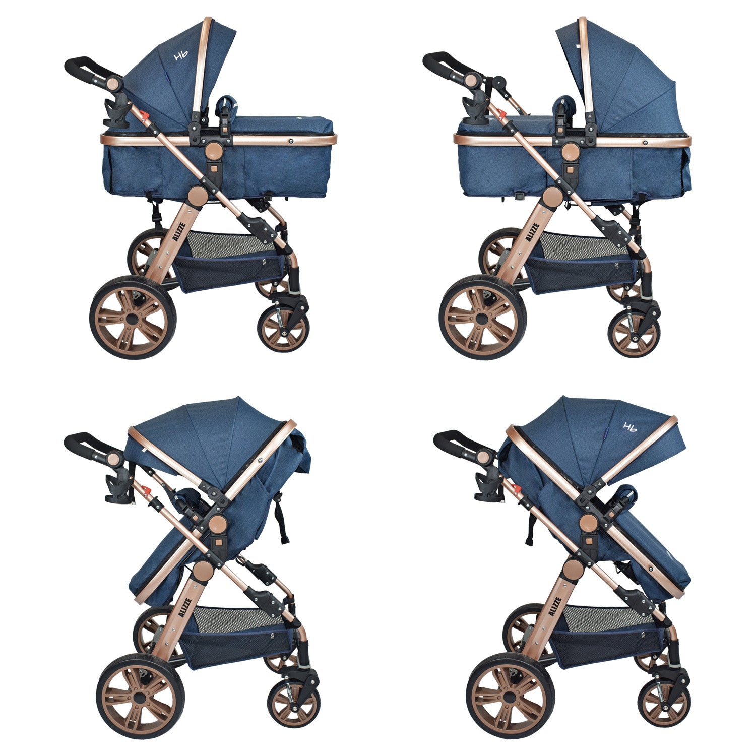 Coche Bebe Moisés Alizze Happy Baby Azul