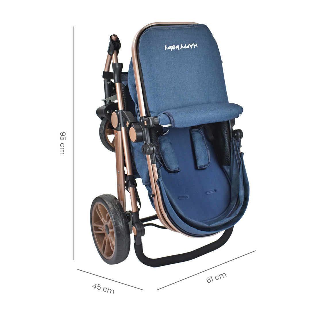 Coche Bebe Moisés Alizze Happy Baby Azul