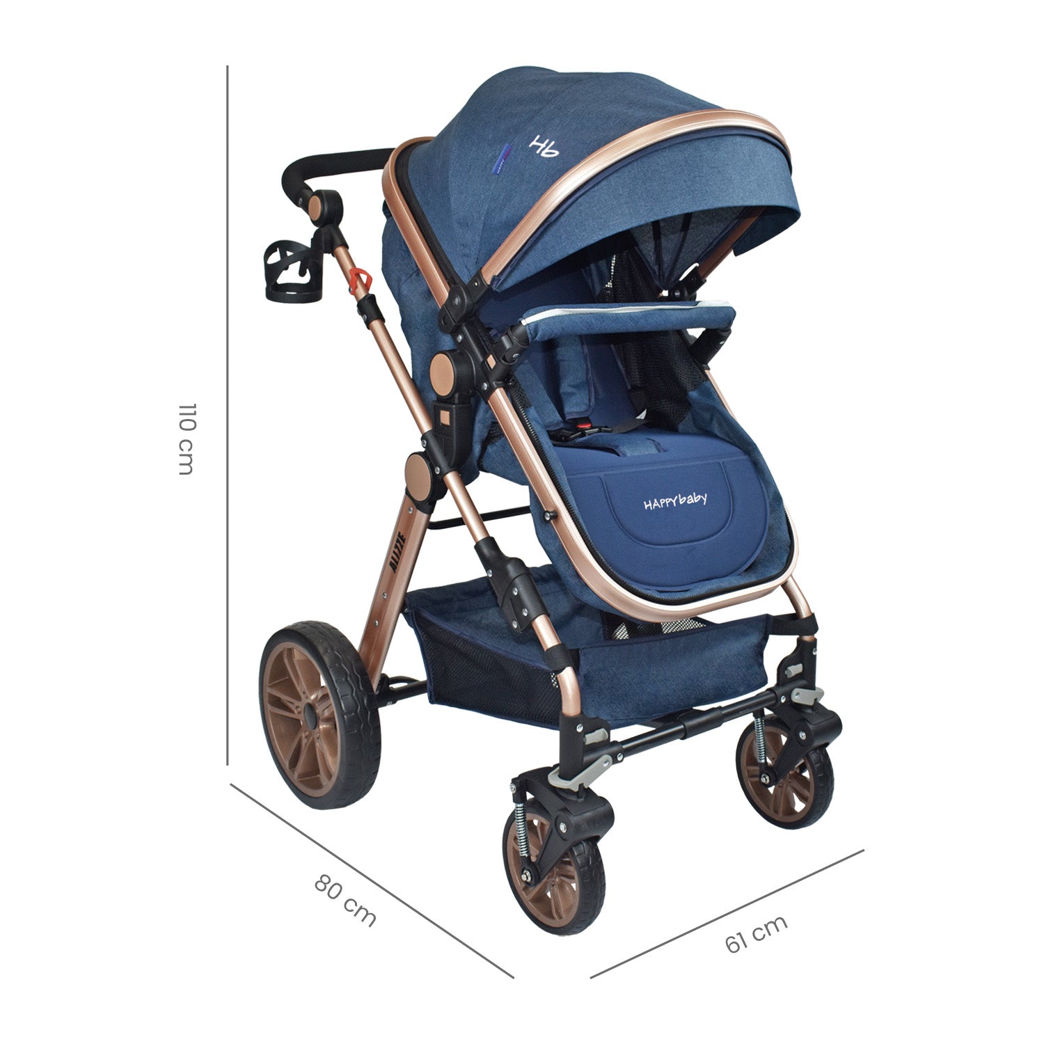 Coche Bebe Moises Alizze Happy Baby Azul