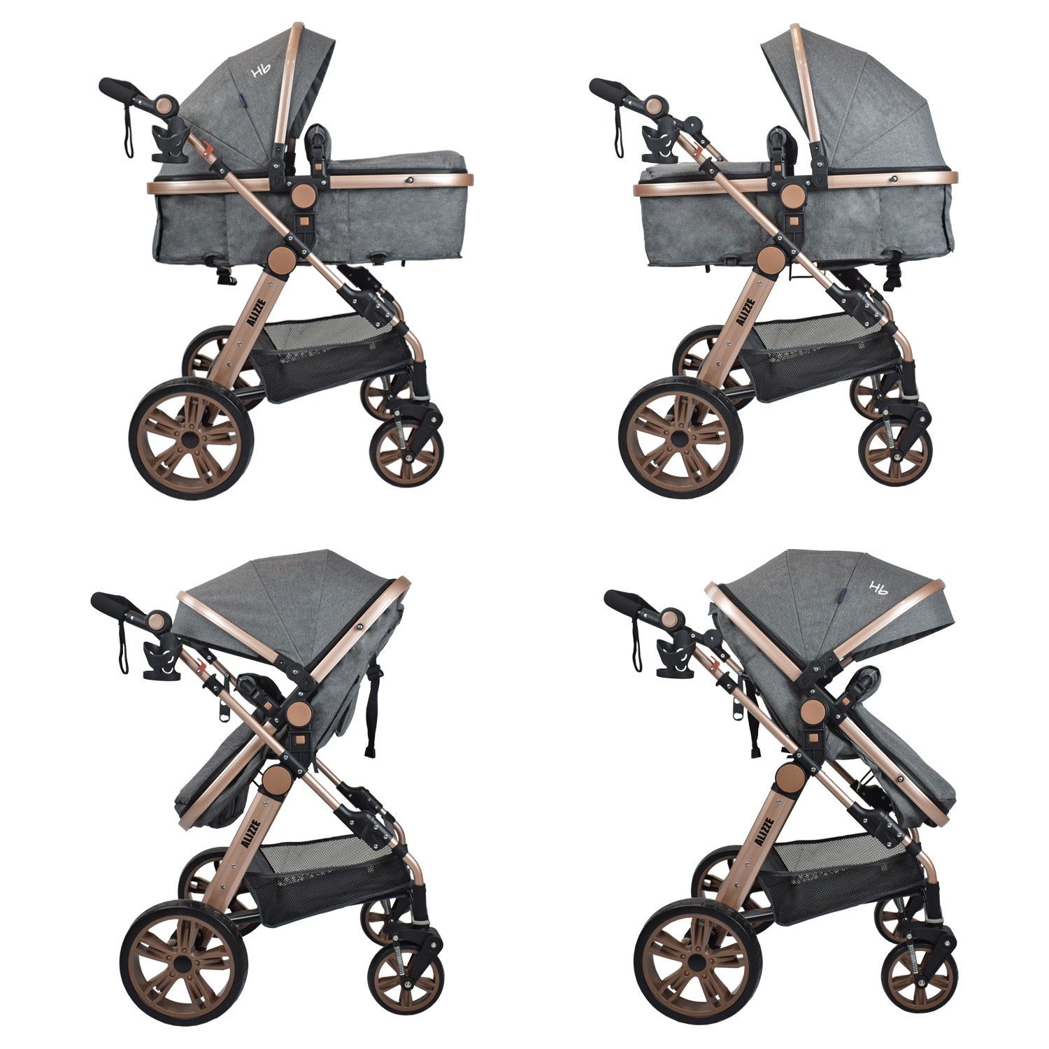 Coche Bebe Travel System  Alizze Happy Baby Gris