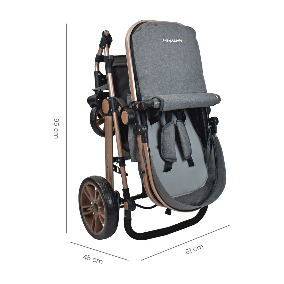 Coche Bebe Travel System  Alizze Happy Baby Gris