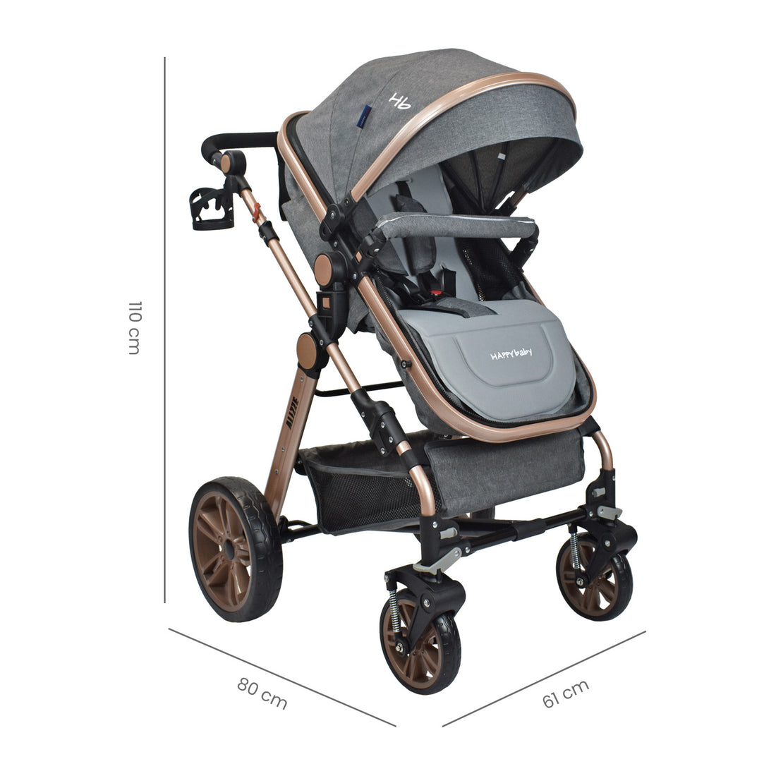 Coche Bebe Travel System  Alizze Happy Baby Gris