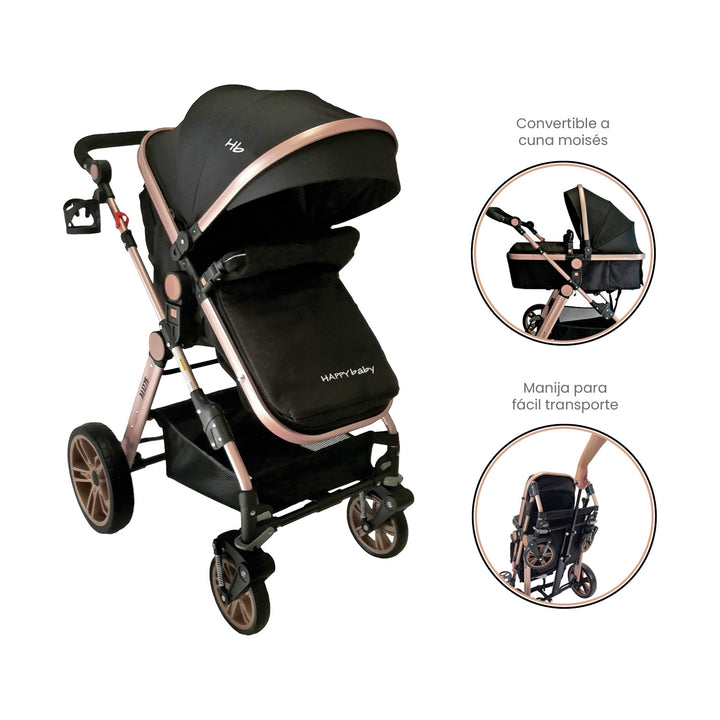 Coche Bebe Moises Alizze Happy Baby Negro