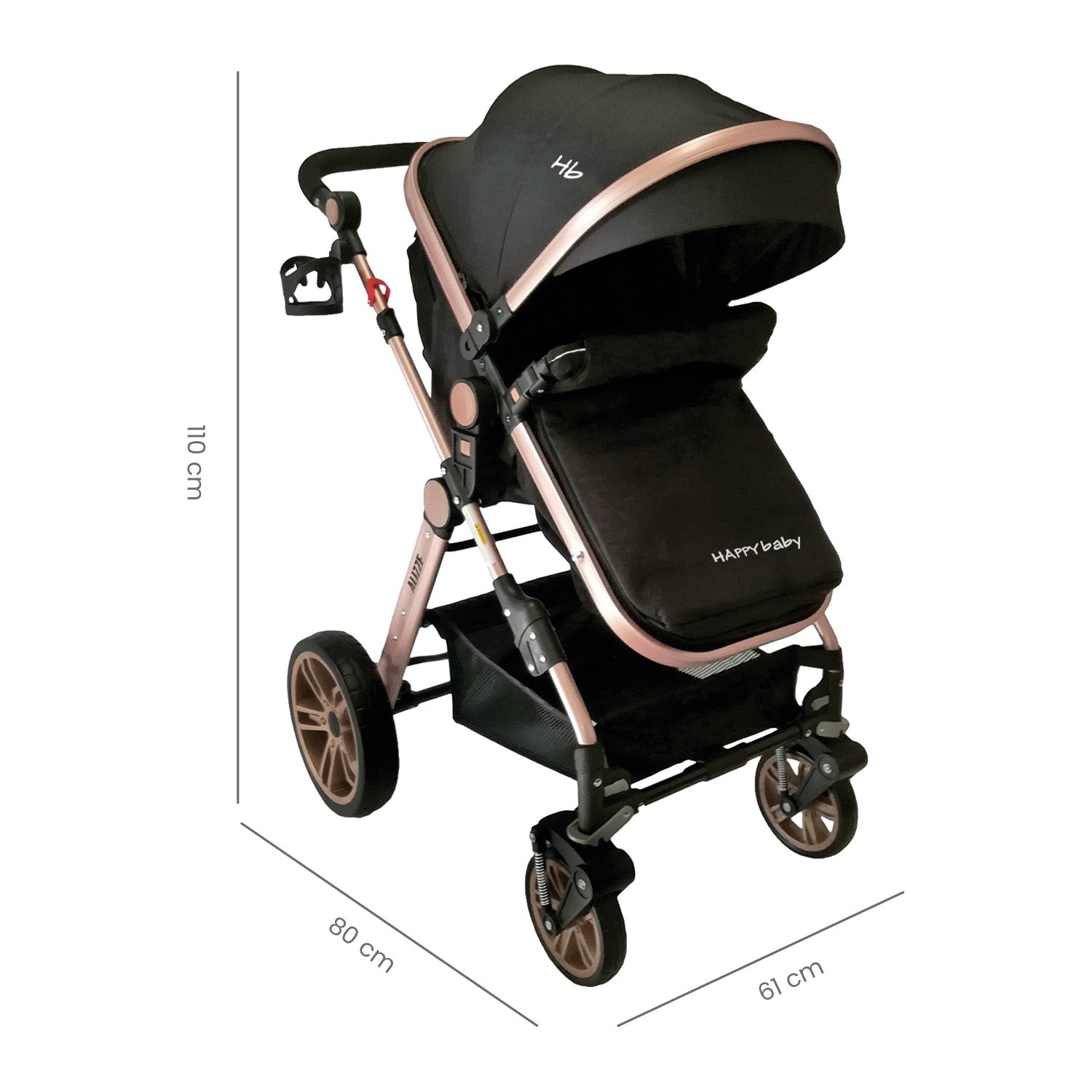 Coche Bebe Moises Alizze Happy Baby Negro