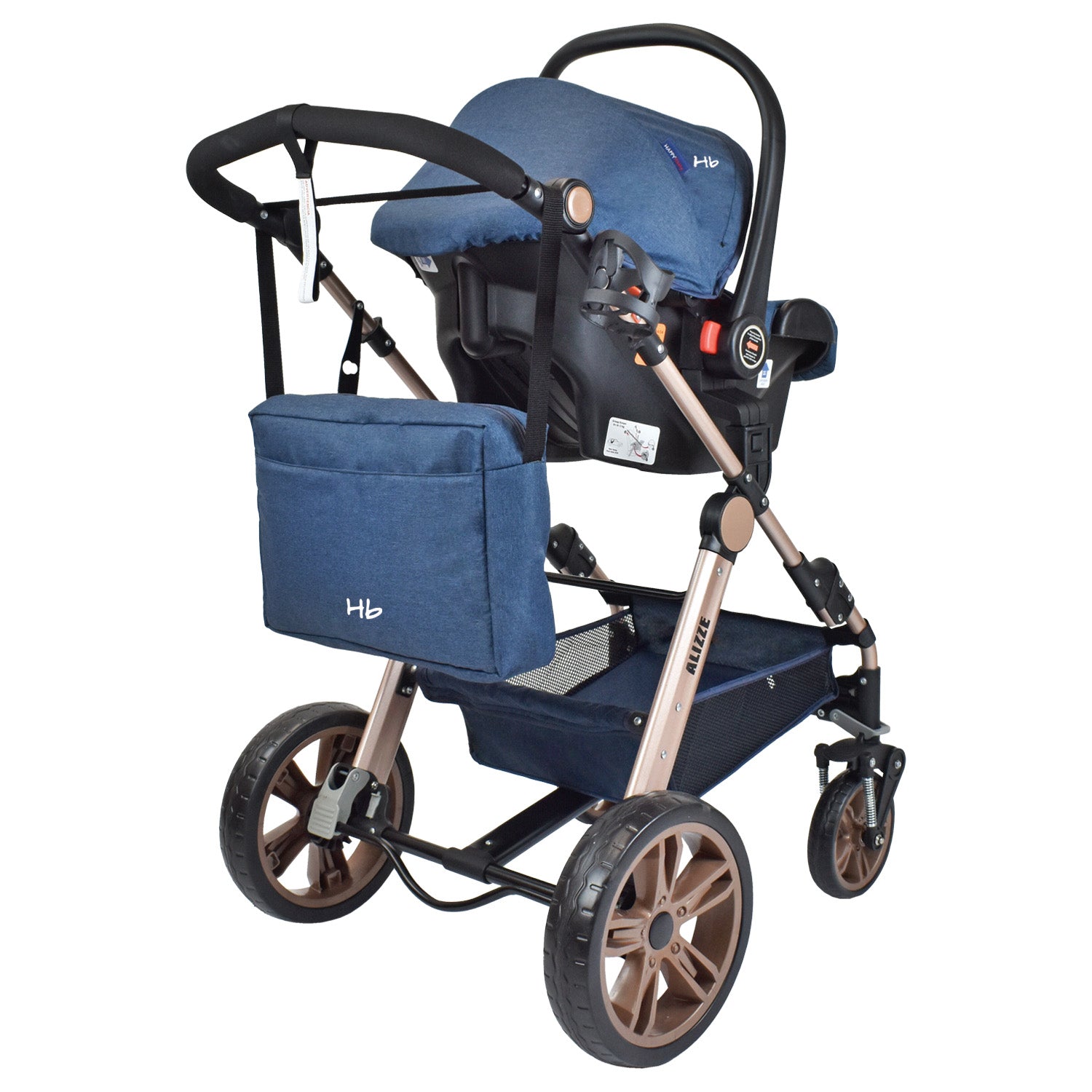 Coche Bebe Moisés Alizze Happy Baby Azul