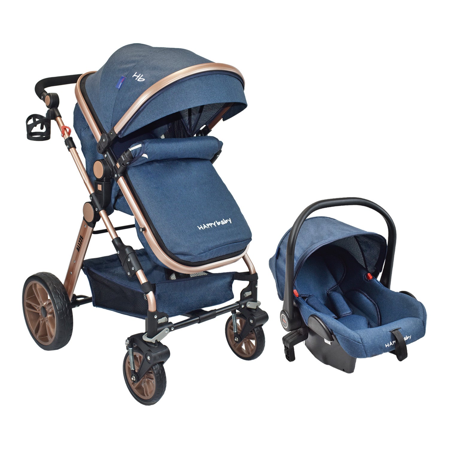 Coche Bebe Moisés Alizze Happy Baby Azul