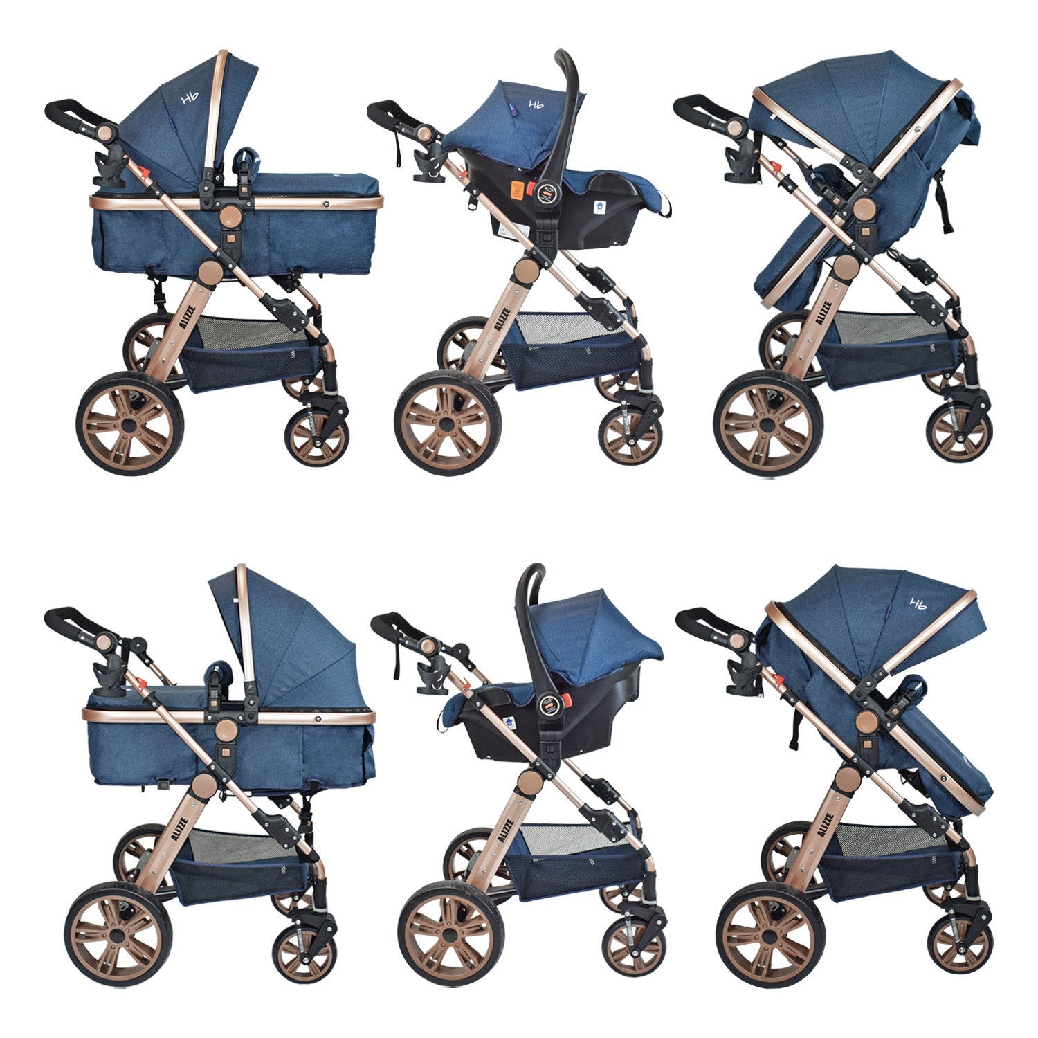 Coche Bebe Moisés Alizze Happy Baby Azul